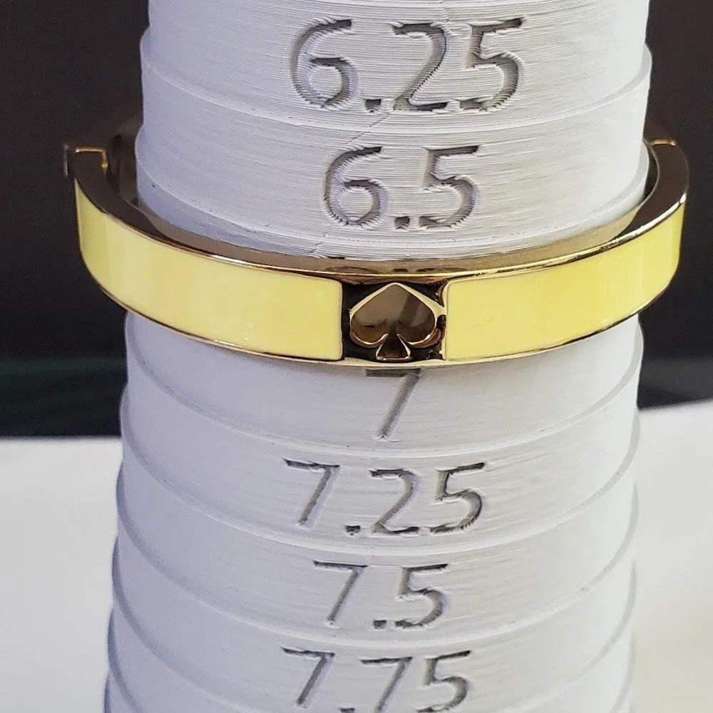 Kate Spade New York Cutout Spade Hinged Bangle Bracelet Yellow Enamel Gold Tone - Picture 8 of 10